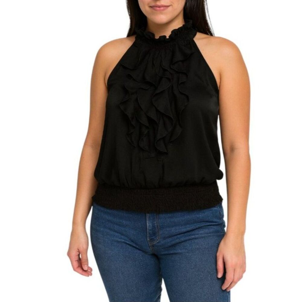 HeartSoul Women’s Ruffled Halter Top | Size Medium